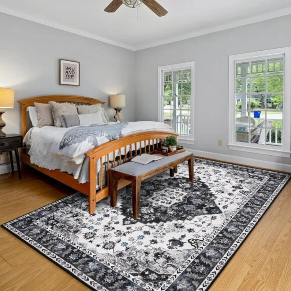 New 4x6 Vintage Area Rug, Washable Non-Slip Low Pile Carpet for Home & Office